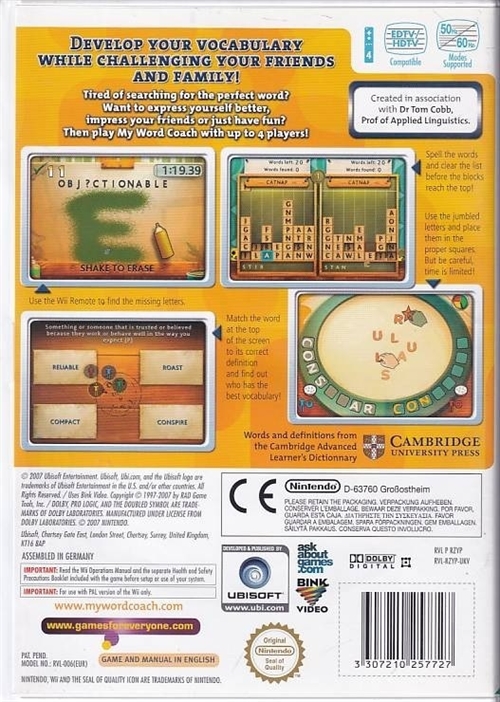 My Word Coach Develop Your Vocabulary - Nintendo Wii (B Grade) (Genbrug)